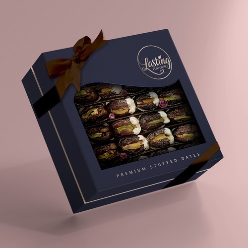 We need a powerful package design for our new assorted stuffed dates product Design by IleanaP