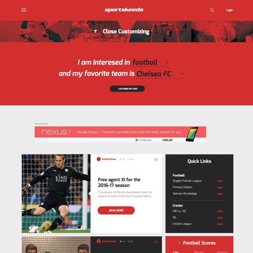 Sports social network - Home page design | Web page design contest
