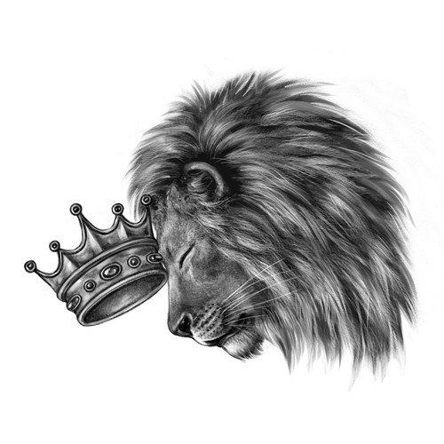 lion with crown tattoo drawing