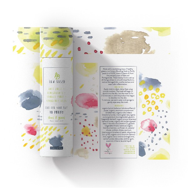 Energetic watercolour package for organic skincare
