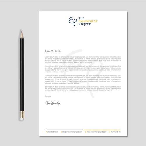 Clean, simple note design, The Endowment Project Design by LAXMI DESIGNHUB
