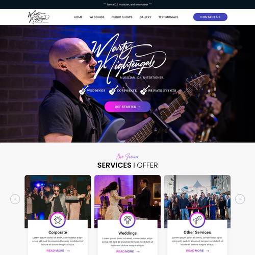 Dynamic DJ & Musician needs a website for weddings & corporate entertainment Design by VirtuaLPainter