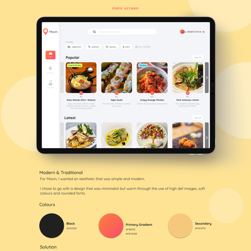 DIGITAL MENU FOR RESTAURANTS (IPAD FORMAT FOR RESTAURANT PATRONS) Design by Evelyn Somina