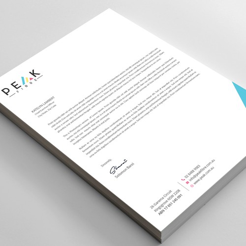 Creative, slick, professional Stationary for New Brand - Peak Fibre - Design by TanLearn