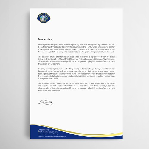 Laguna Beach Police Department Stationary Design by thinkweb art