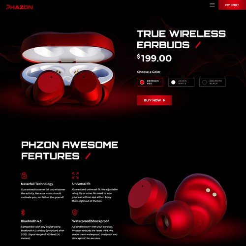 Wireless earbuds website remake Design by TomaWorks®