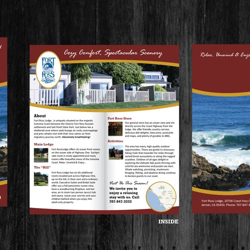 2 Fold brochure design for Fort Ross Lodge Réalisé par rumster