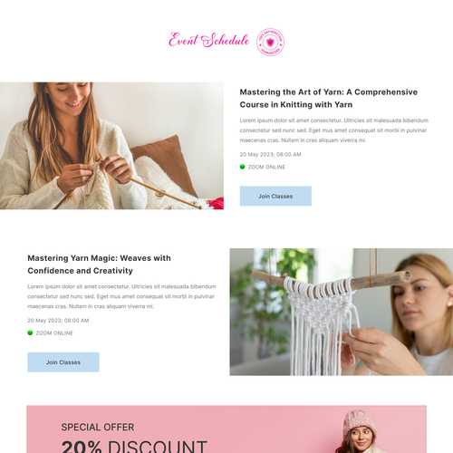 Designs Knot Just Yarn rebranded  page design contest