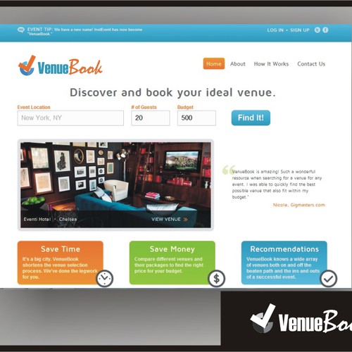 Help VenueBook with a new logo Design by scienCEtronot