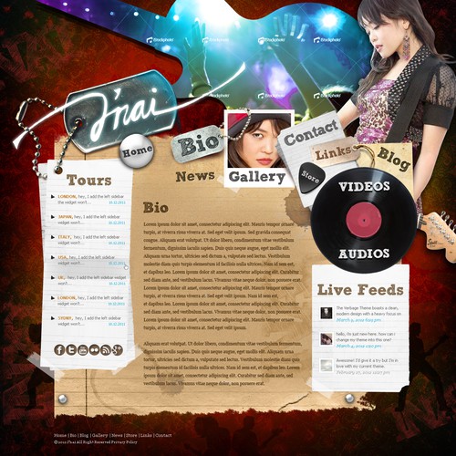 Alternative Rock Artist  J'nai needs a website design Design por Ananya Roy