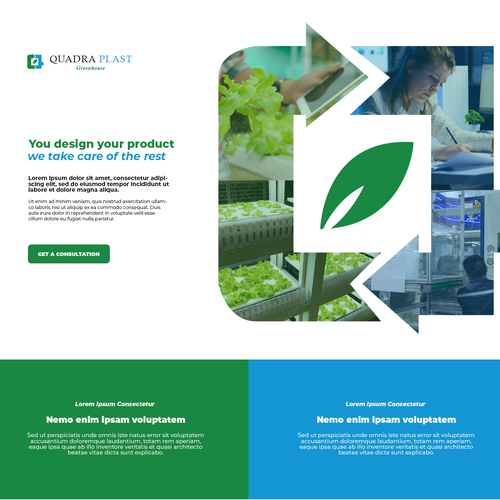 greenhouse promo/landing page with adapted LOGO Design by an3