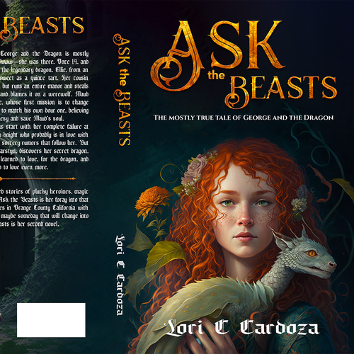 Light-hearted medieval dragon book cover for girls aged 12-17. Design by H-Izz Design