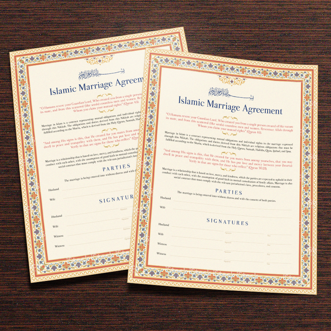 Design A Beautiful Islamic Marriage Agreement Document Template