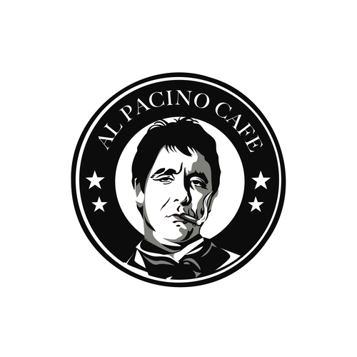 Logo for a high end Italian coffee shop with an Al Pacino theme. Diseño de MarsoulStudio