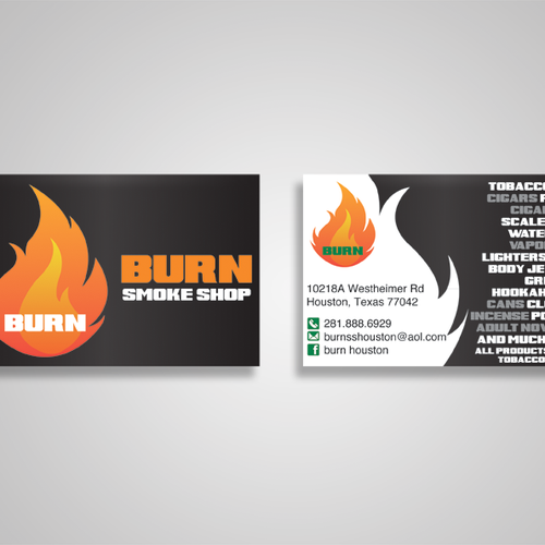 New stationery wanted for Burn Smoke Shop Diseño de nomnomnom