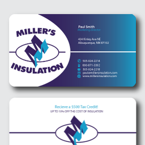 Business card design for Miller's Insulation Réalisé par cheene