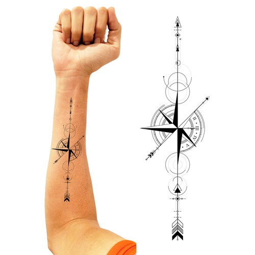 Design geometric arrow compass Tattoo Ontwerp door angeliclovekill