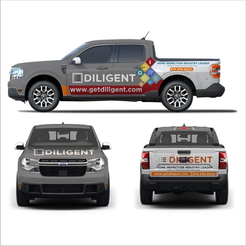 Design a modern and simple truck wrap for our home inspection company Design by e^design