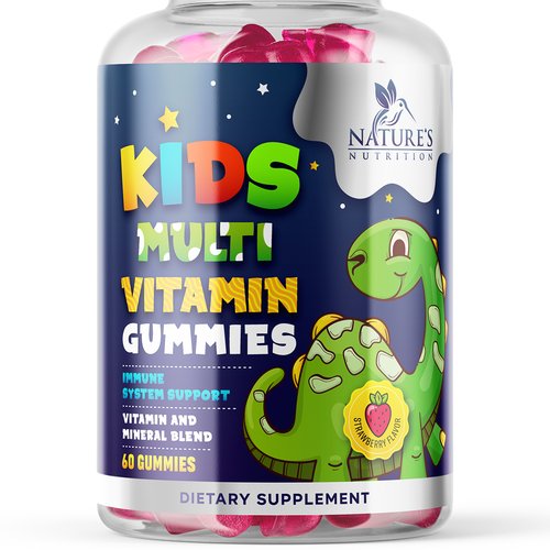 Tasty Kids Multivitamin Gummies Product Label for Nature's Nutrition Design by ZAKIGRAPH ®