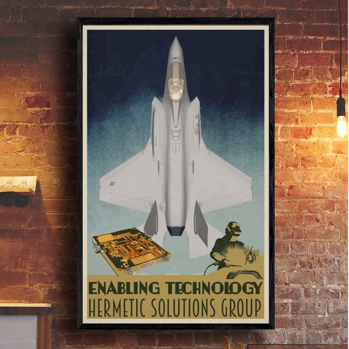 Art Deco Poster for Aerospace and Defense Company-ontwerp door Windmill Designer™