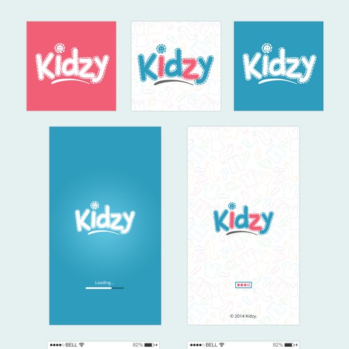 Mobile App Kidzy 2 simple screens + Logo. Design by WebPlanex