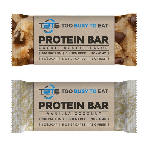 Design a unique protein bar wrapper for Too Busy To Eat Design réalisé par ve_sta