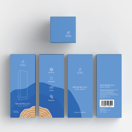 Design of an elegant product packaging for the first product of a new brand. Rotating knife block Design by Ahmed.elroumi