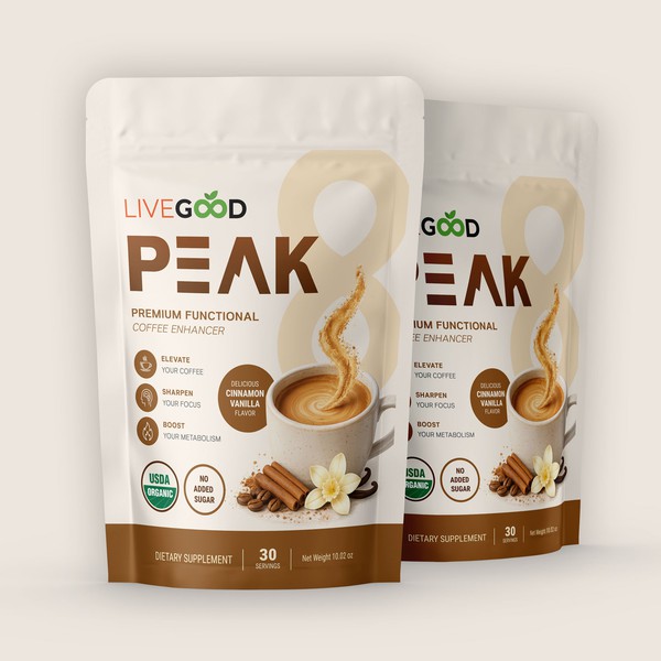 Modern Supplement Pouch & Label Design for LiveGood Peak