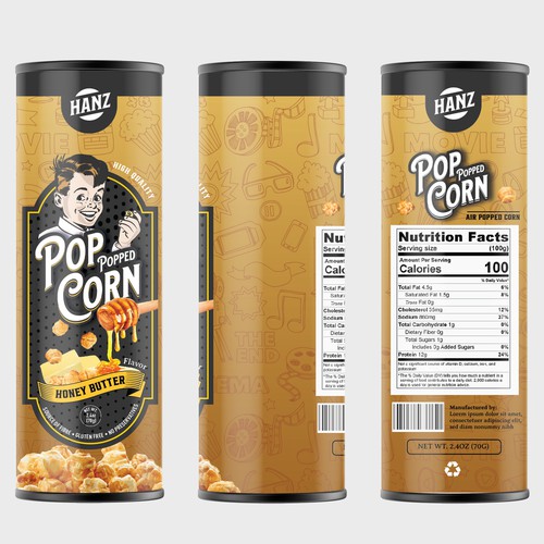 Premium Quality Popped Pop Corn Packaging Design von Davi Giolo ★