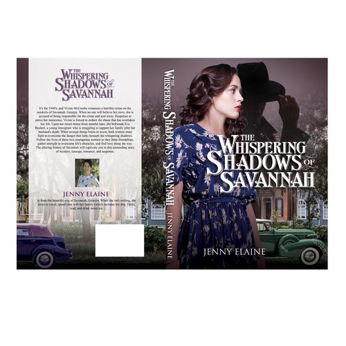 Create a stunning book cover with a 1940s lady, an air of mystery, and images of Savannah, Georgia Design by TRIWIDYATMAKA