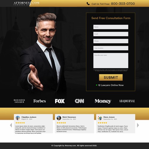 Design a Landing Page for Attorney.com Design by Umetnick