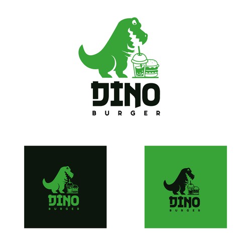 Diseño de Logo d'un dinosaure pour un restaurant fast food et bubble tea. Un logo moderne, simplifié et chill. de Medinart91