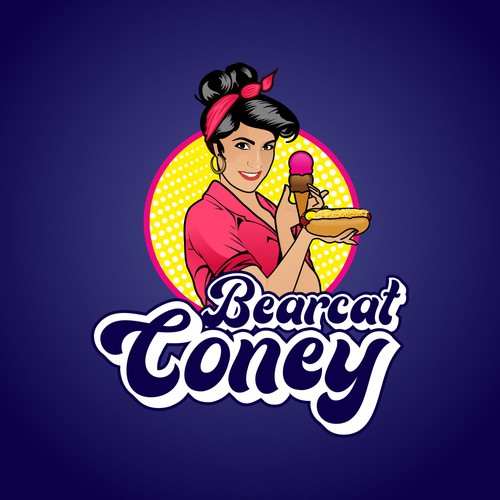 G-Rated Cartoon PinUp Girl girl logo for Retro Coney Hotdog restaurant Design by MALATHY