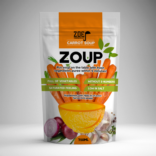 Modern / trendy soup packaging! Design by Helma