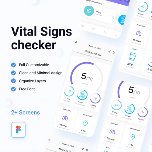 Wellness "vital signs" app - redesign Design by Ravindra Kathe