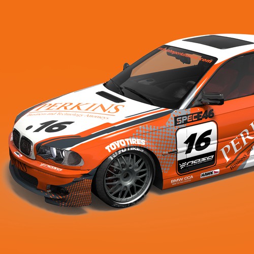 Perkins-Clemson e46 Race Car Wrap Design by Andrei Sandu