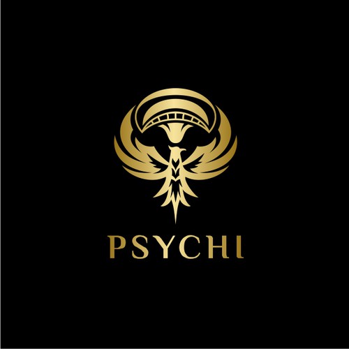 Design Psychi - a golden Phoenix and wild psilocybin mushrooms por Caddsen