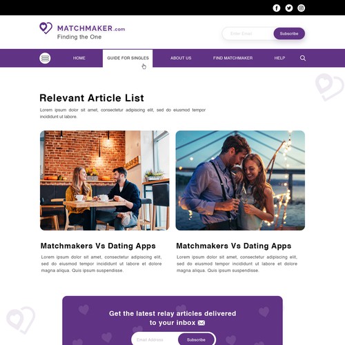 Modern & Sleek Design to Attract Singles who are Stuck at Dating Design by unbox.style⚡️