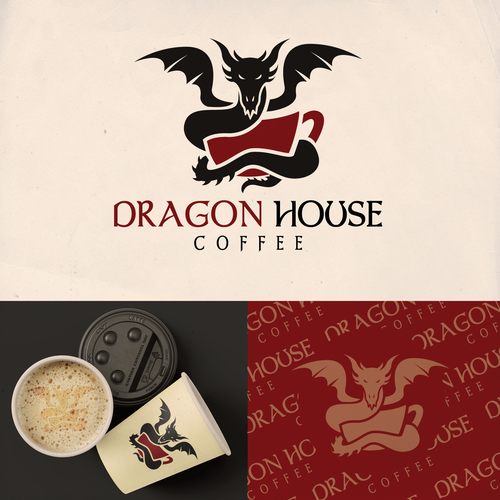 Design a Mediaeval Dragon Logo for a Coffee Company Design by MarsoulStudio