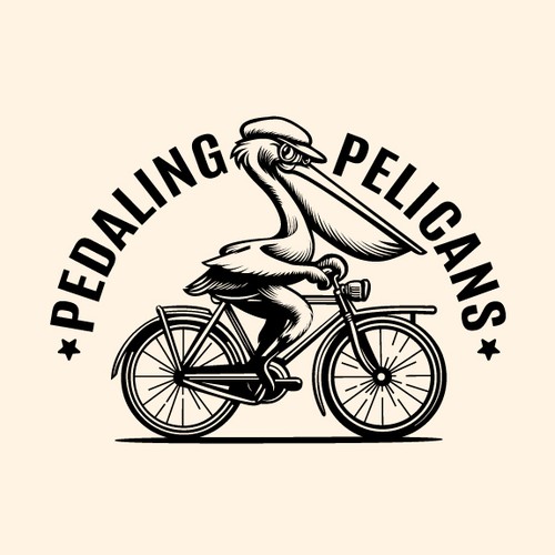Pelican riding a bicycle logo for a charity bike ride team jersey Design by Erick21