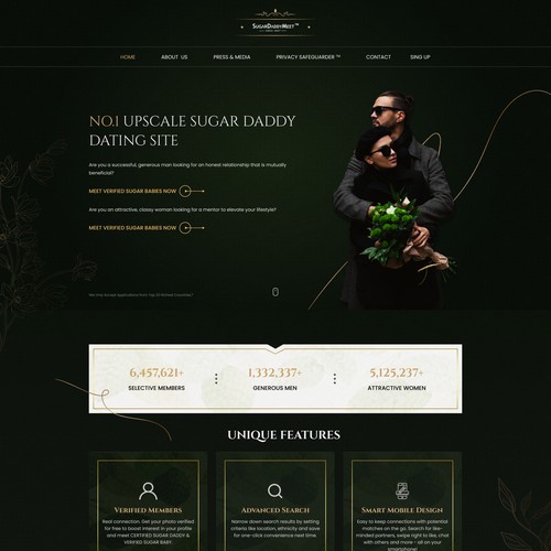 We need a luxury new web design for our sugar daddy project Design by Pram Shaw