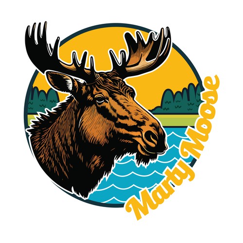 Marty Moose Sticker Design by kakon's Illustration