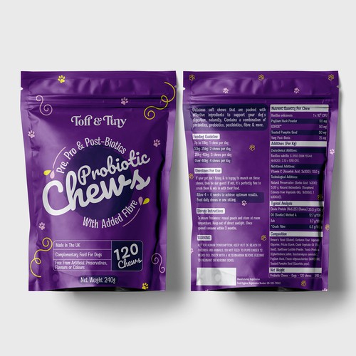 Pouch packaging design - Probiotic Chews for dogs Design by sadiaafrinrumky