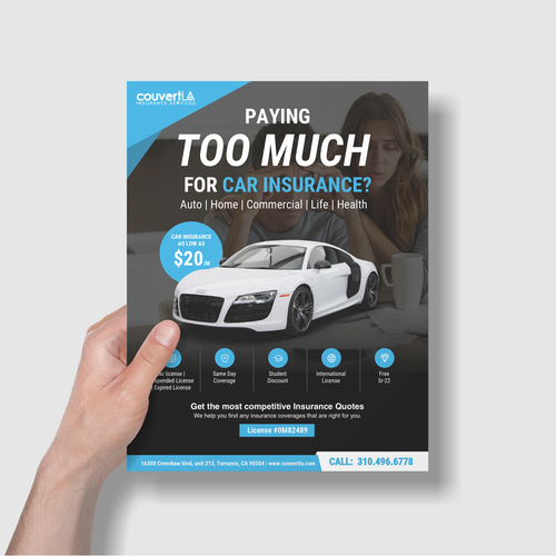 Auto Insurance Flyer( English and Spanish ) Diseño de Zarabrook