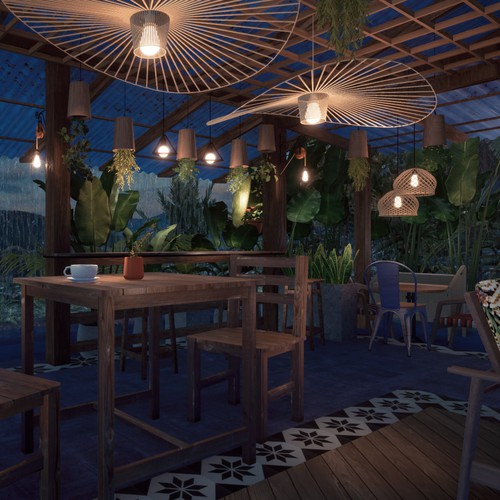 Tropical coffee shop with tin roof Design by A.Natapraja