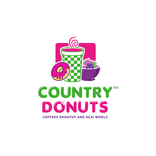 ropixさんのWe need a modern exciting logo to encompasses our Name Country Donuts Coffee smoothy bowlsデザイン