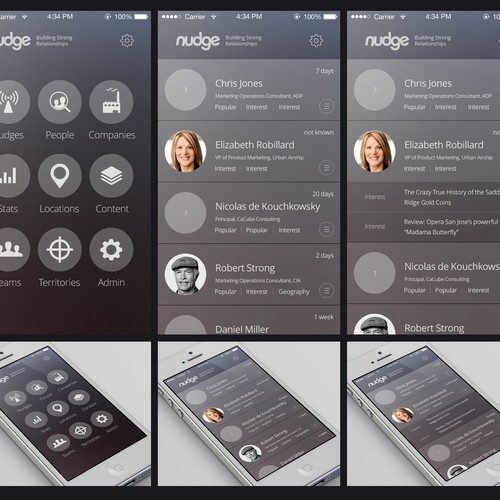 Two-screen design refresh for sales application on phone/tablet Design by hardworking