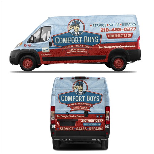 Comfort Boys Service Company New Retro Van Wrap Design Design by dnite
