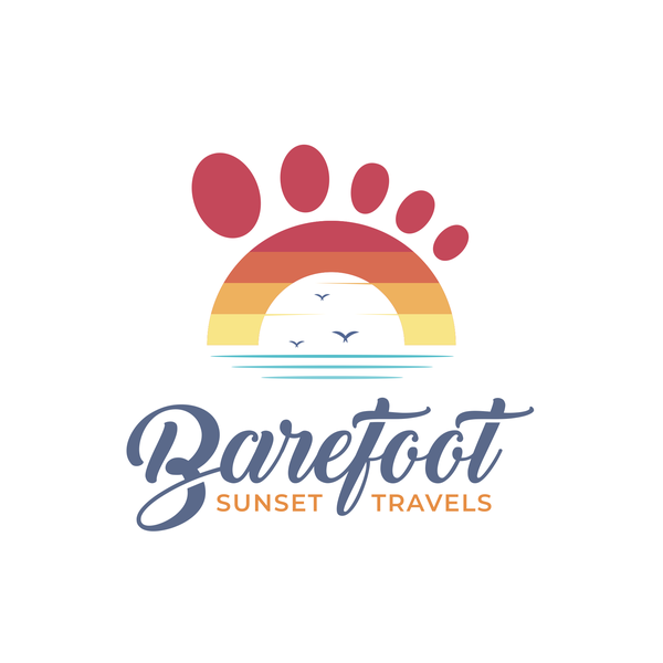 Design by Superhore™ titled "Barefoot Sunset Travels"
