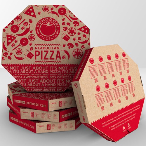 Fun, functional pizza box for Neapolitan pizzeria. Design by Jdodo